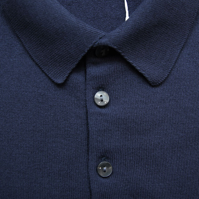 MOONCASTLE / Ice Cotton Knit Polo - Navy Fuzz